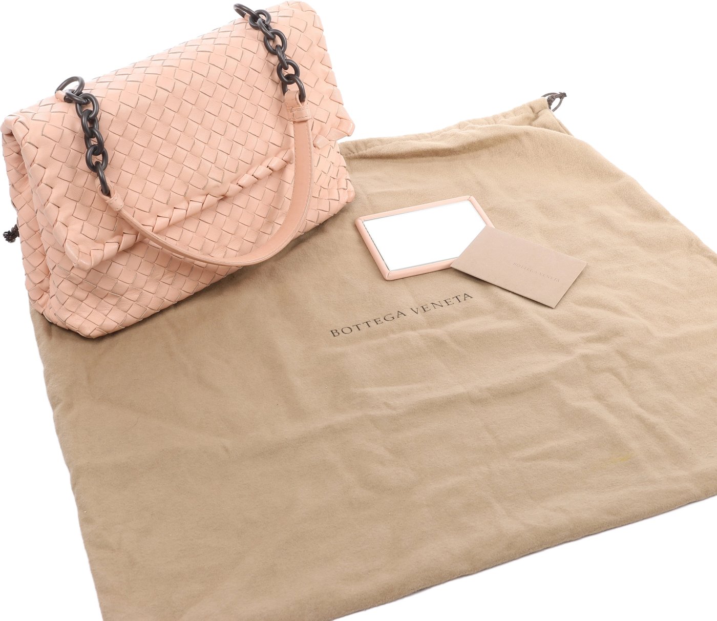Bottega Veneta Intrecciato Leather Chain Shoulder Bag in Pink