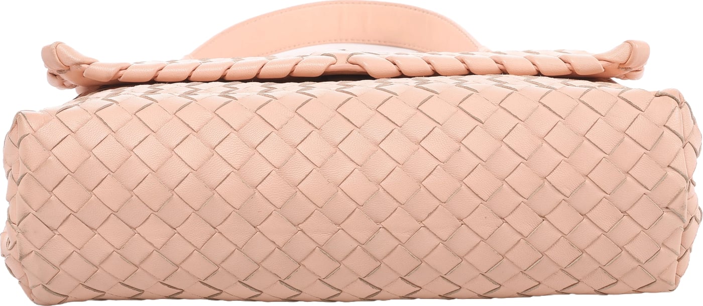 Bottega Veneta Intrecciato Leather Chain Shoulder Bag in Pink
