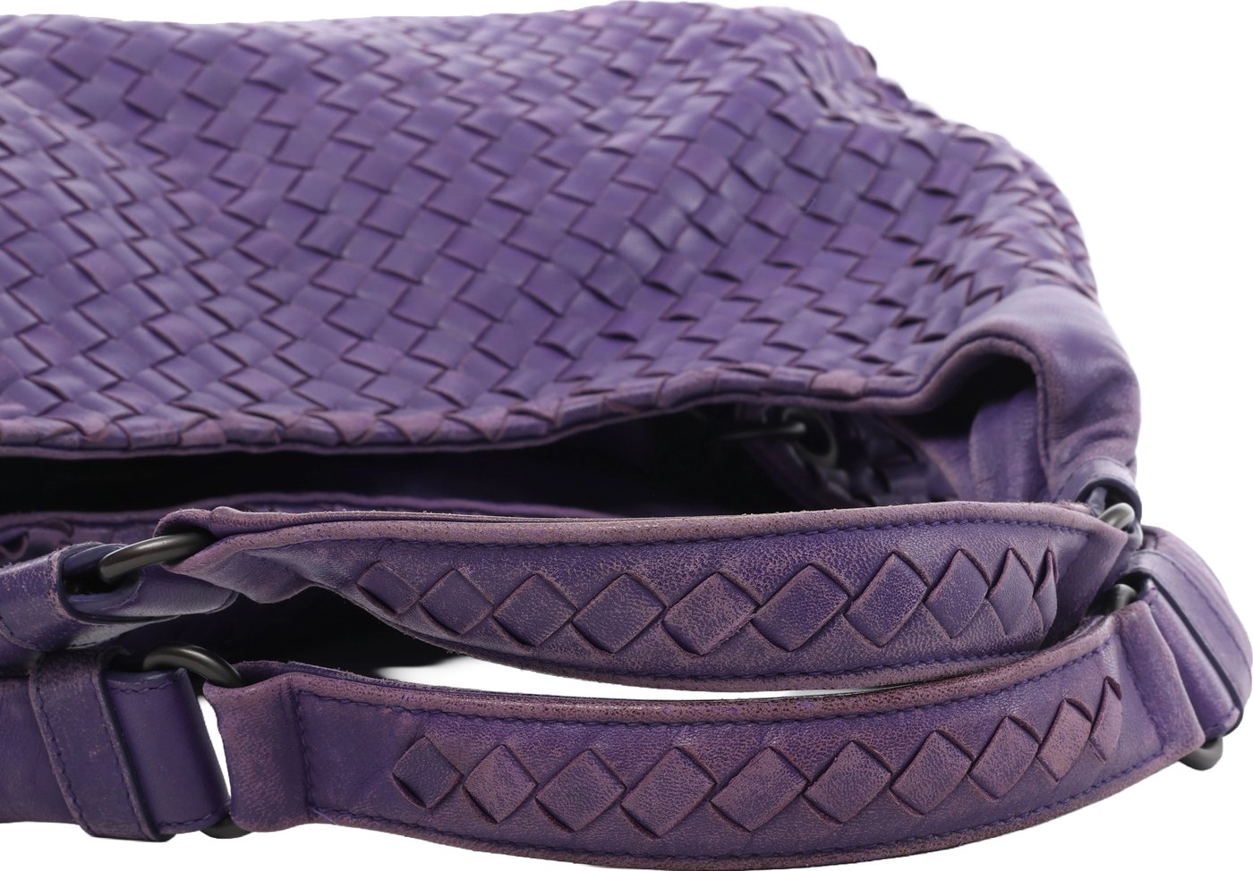 Bottega Veneta Campana Intrecciato Leather Shoulder Bag in Purple
