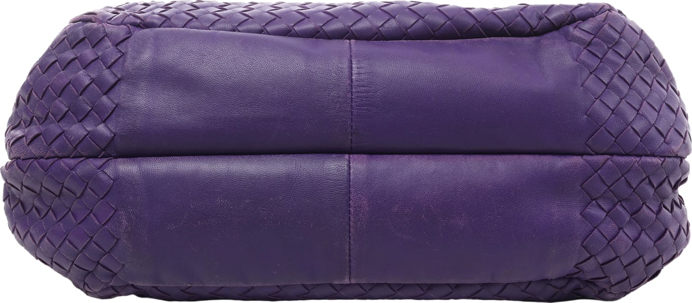 Bottega Veneta Campana Intrecciato Leather Shoulder Bag in Purple