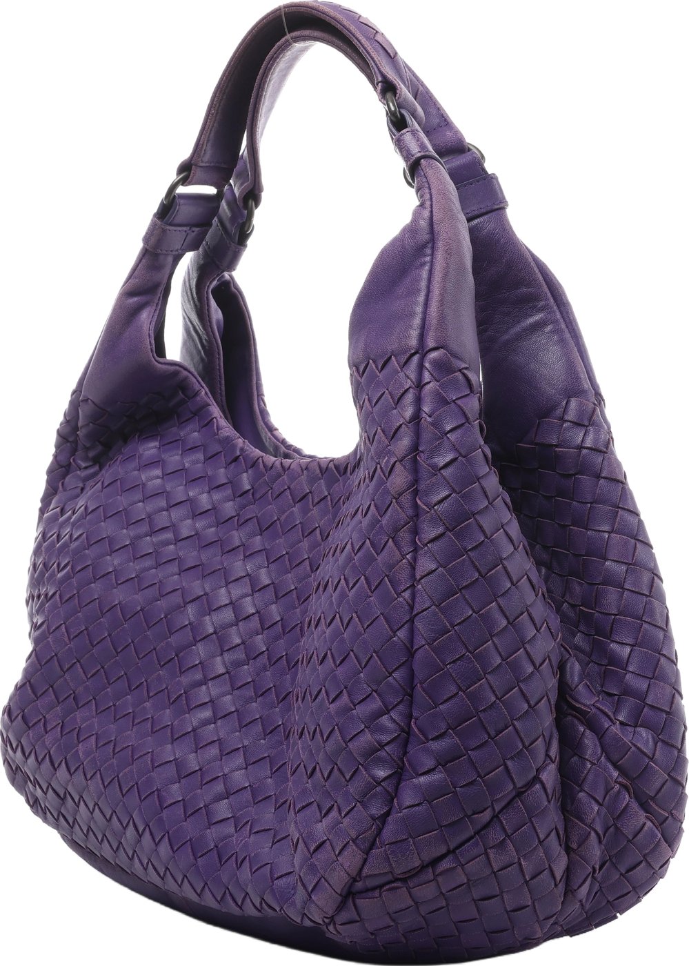 Bottega Veneta Campana Intrecciato Leather Shoulder Bag in Purple