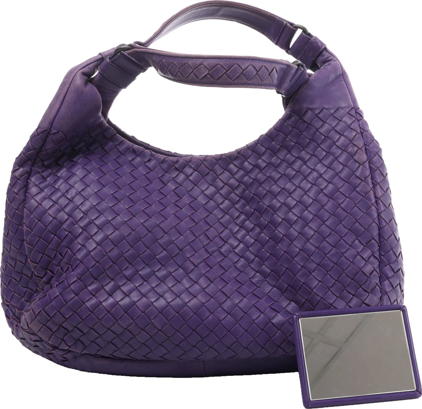 Bottega Veneta Campana Intrecciato Leather Shoulder Bag in Purple
