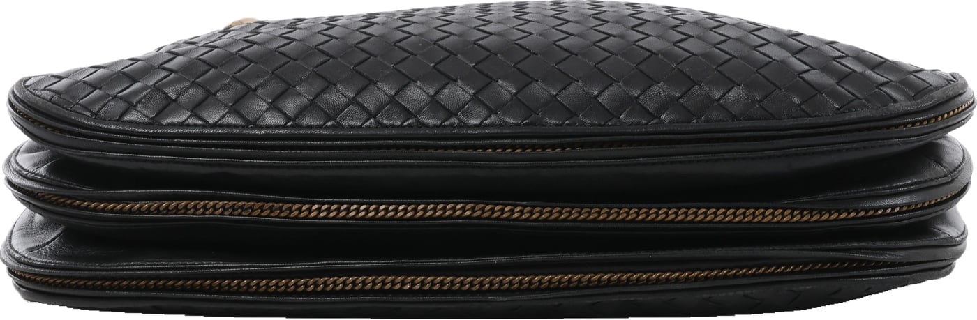 Bottega Veneta Intrecciato Leather Shoulder Bag in Black 169850