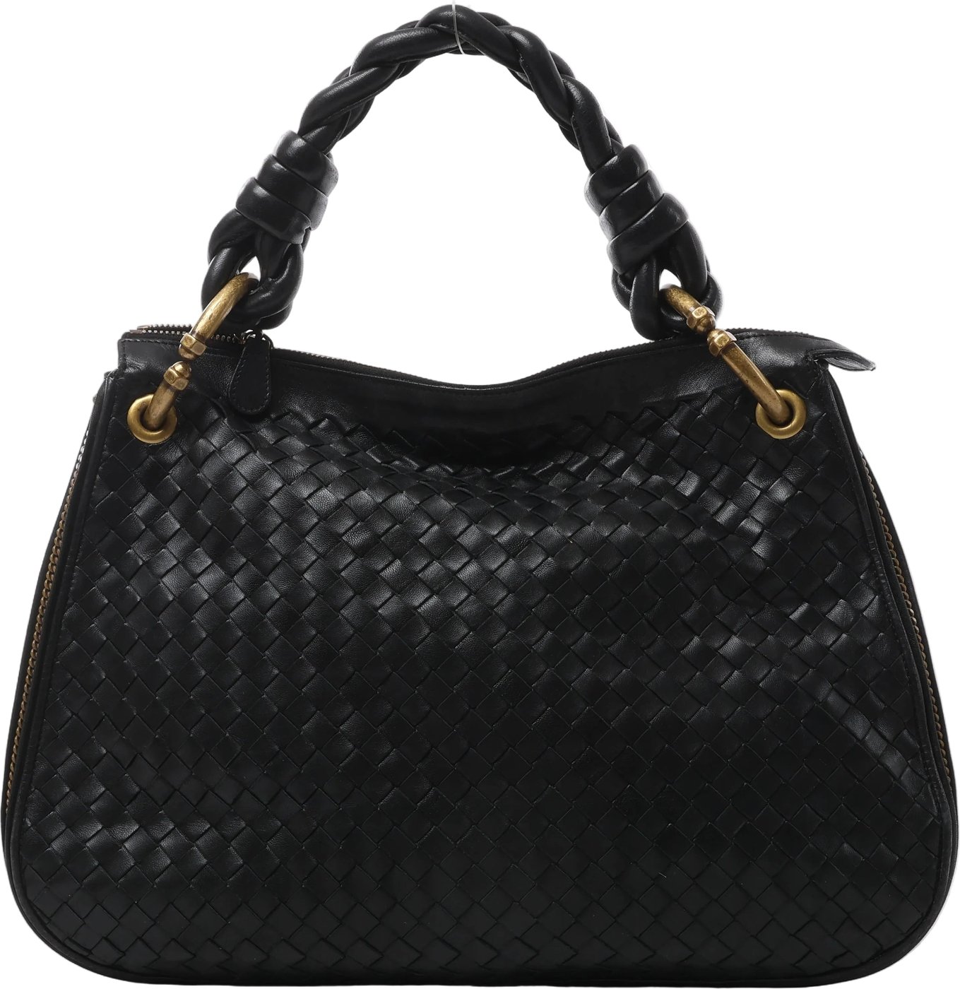 Bottega Veneta Intrecciato Leather Shoulder Bag in Black 169850