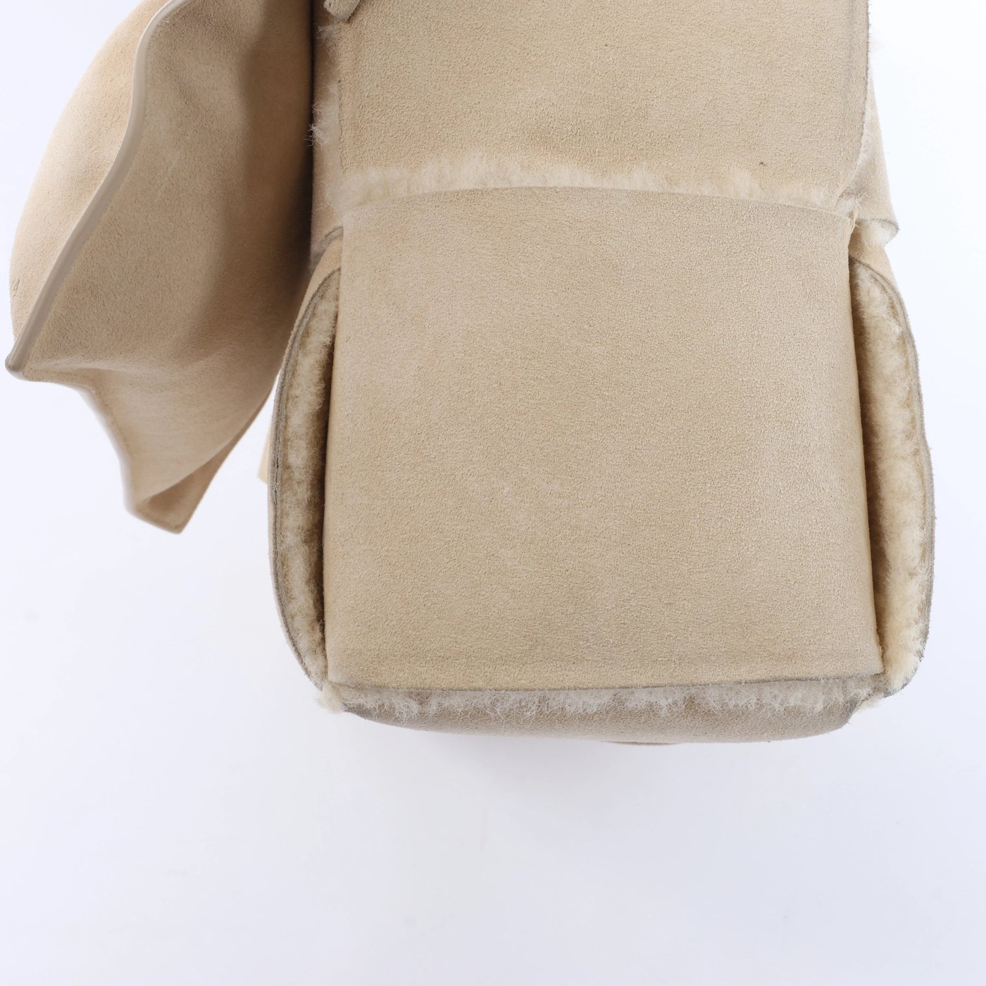 Bottega Veneta Arco Maxi Intrecciato Leather x Shearling Handbag in Beige