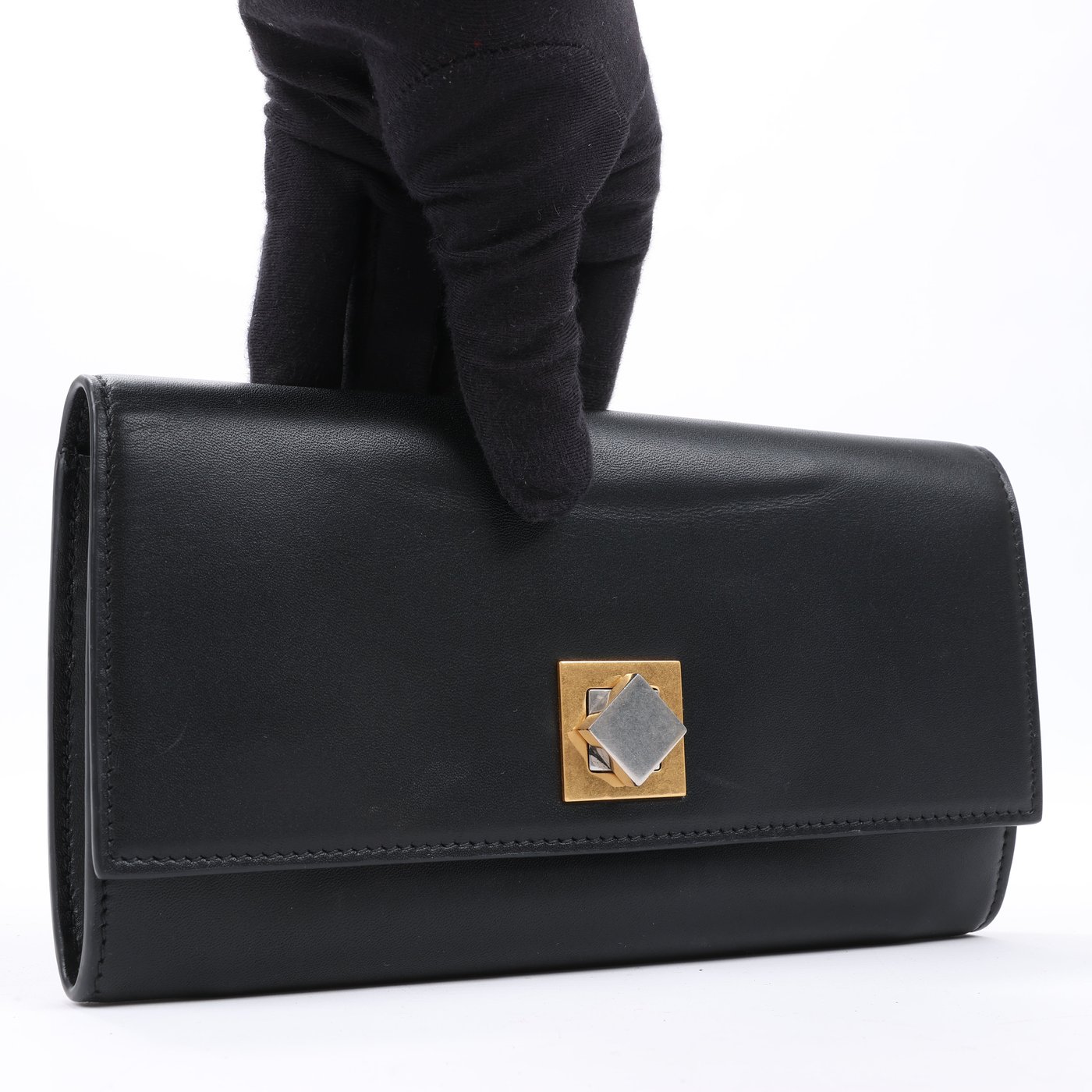 Bottega Veneta Black Smooth Leather Continental Wallet