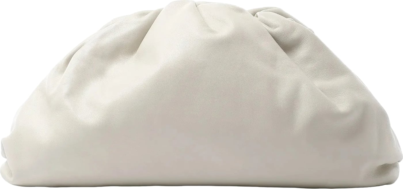 Bottega Veneta The Pouch Oversize Leather Clutch Bag in Beige