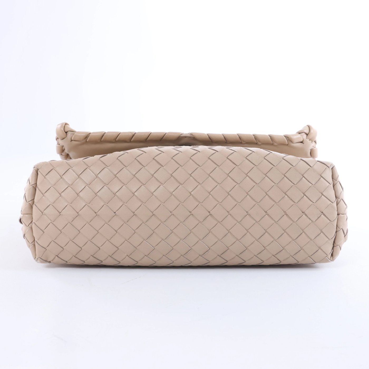 Bottega Veneta Olympia Intrecciato Leather Chain Shoulder Bag in Beige