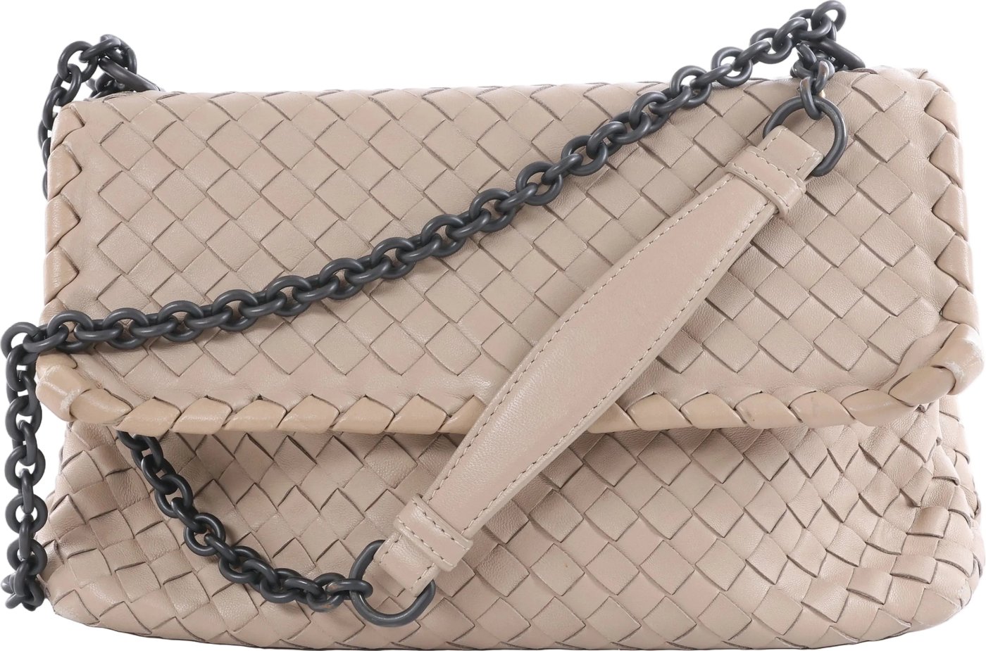 Bottega Veneta Olympia Intrecciato Leather Chain Shoulder Bag in Beige