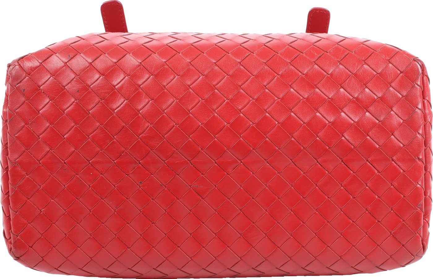 Bottega Veneta Intrecciato Roma Leather Handbag in Red