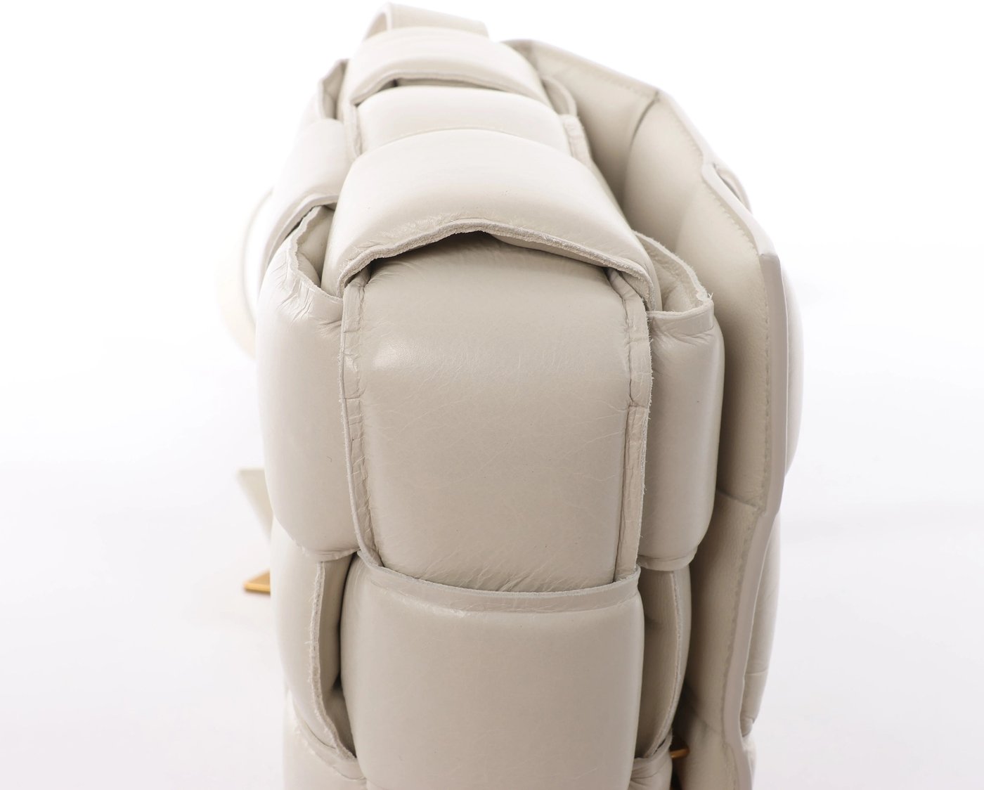 Bottega Veneta Padded Cassette Maxi Intrecciato Leather Crossbody Bag in White