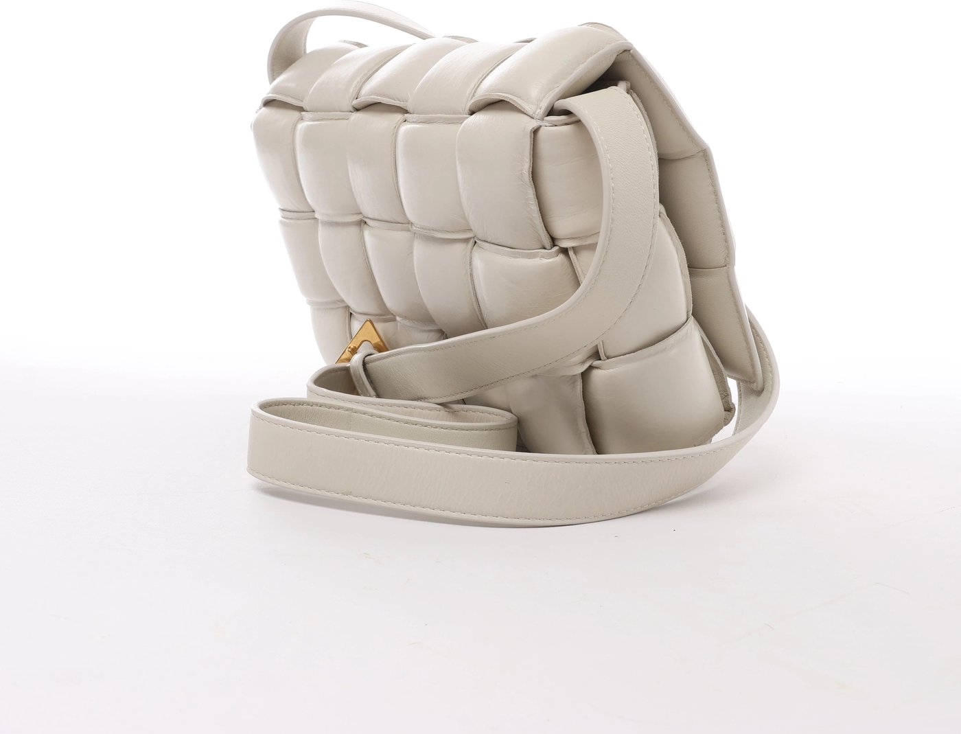 Bottega Veneta Padded Cassette Maxi Intrecciato Leather Crossbody Bag in White