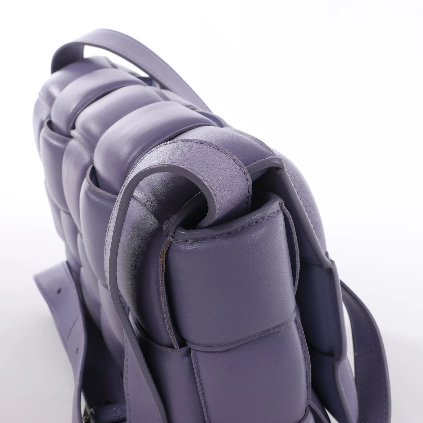 Bottega Veneta Padded Cassette Maxi Intrecciato Leather Crossbody Bag in Purple