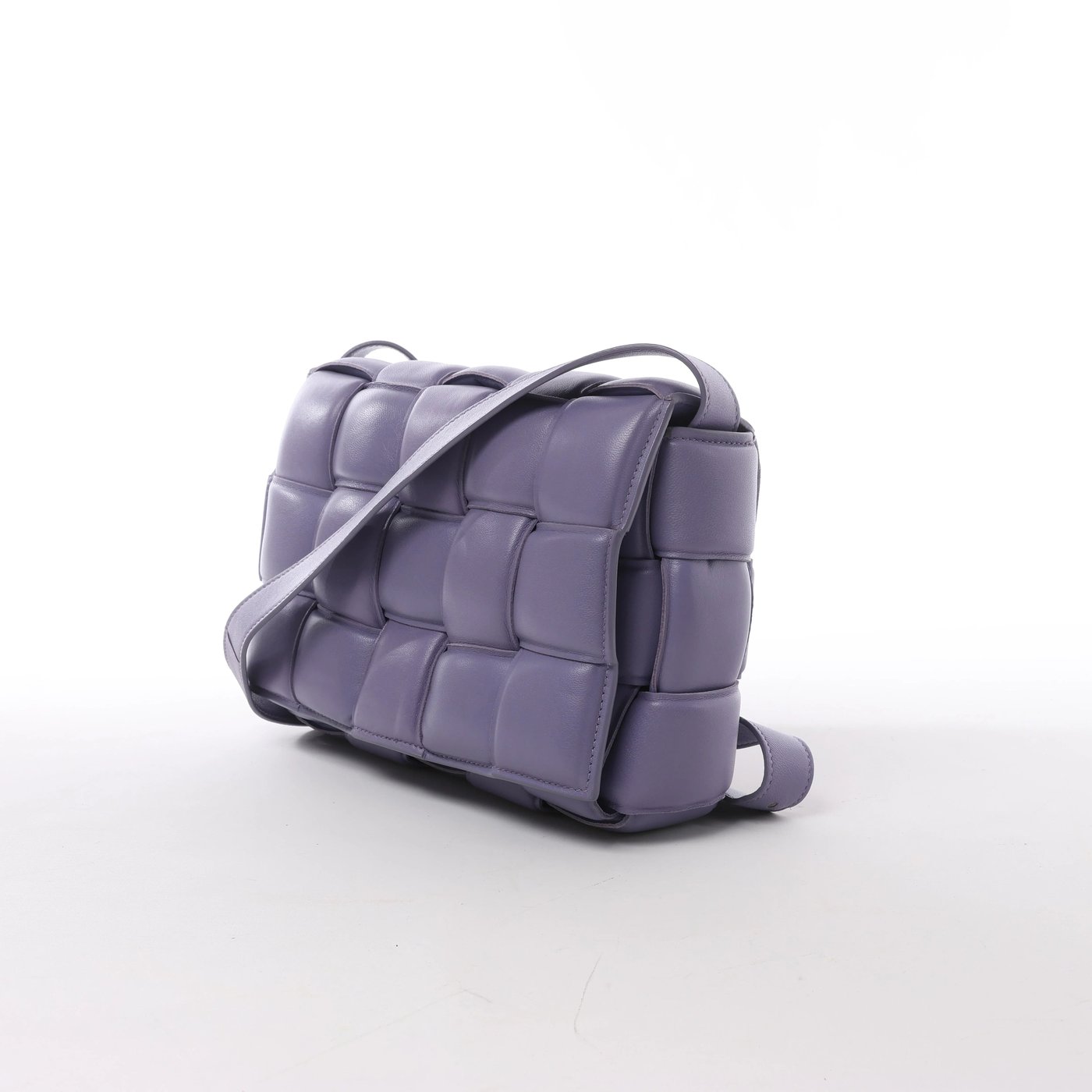 Bottega Veneta Padded Cassette Maxi Intrecciato Leather Crossbody Bag in Purple