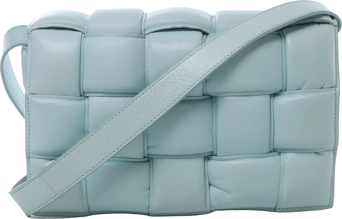 Bottega Veneta Padded Cassette Maxi Intrecciato Leather Crossbody Bag in Blue