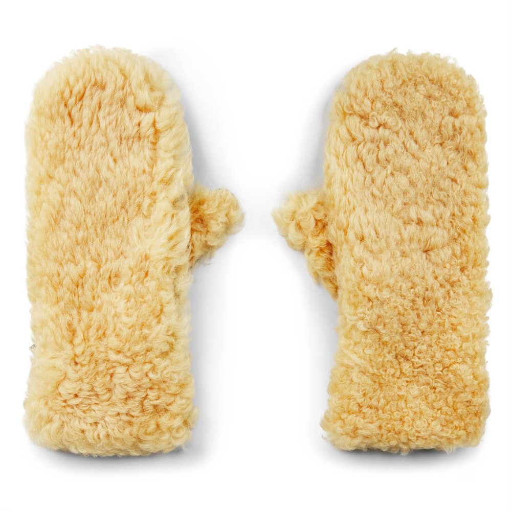 Teddy Shearling And Leather Logo Gloves