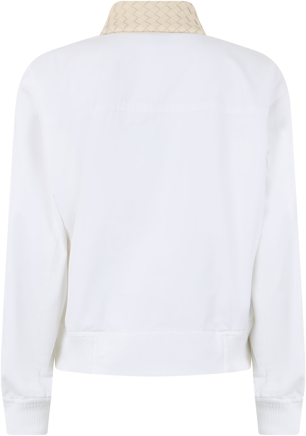 Windbreaker with braided leather collar