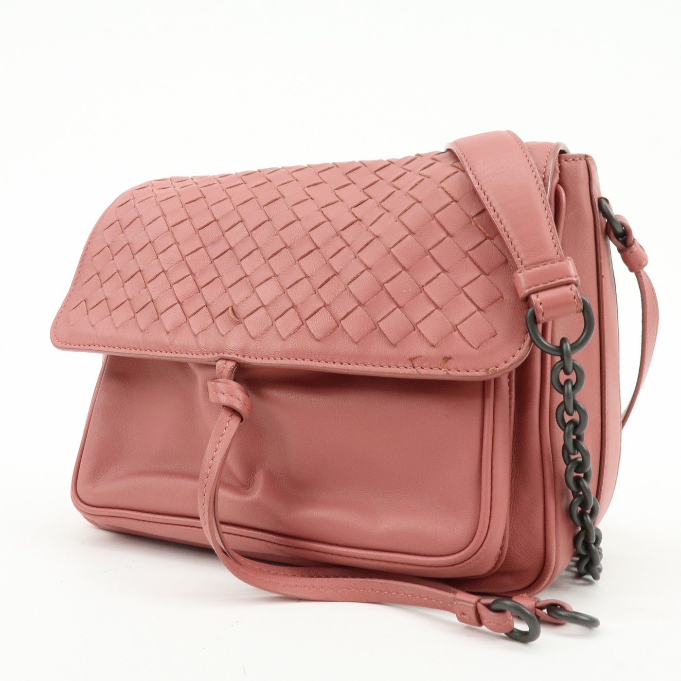 Bottega Veneta Drawstring Flap Leather with Intrecciato Medium