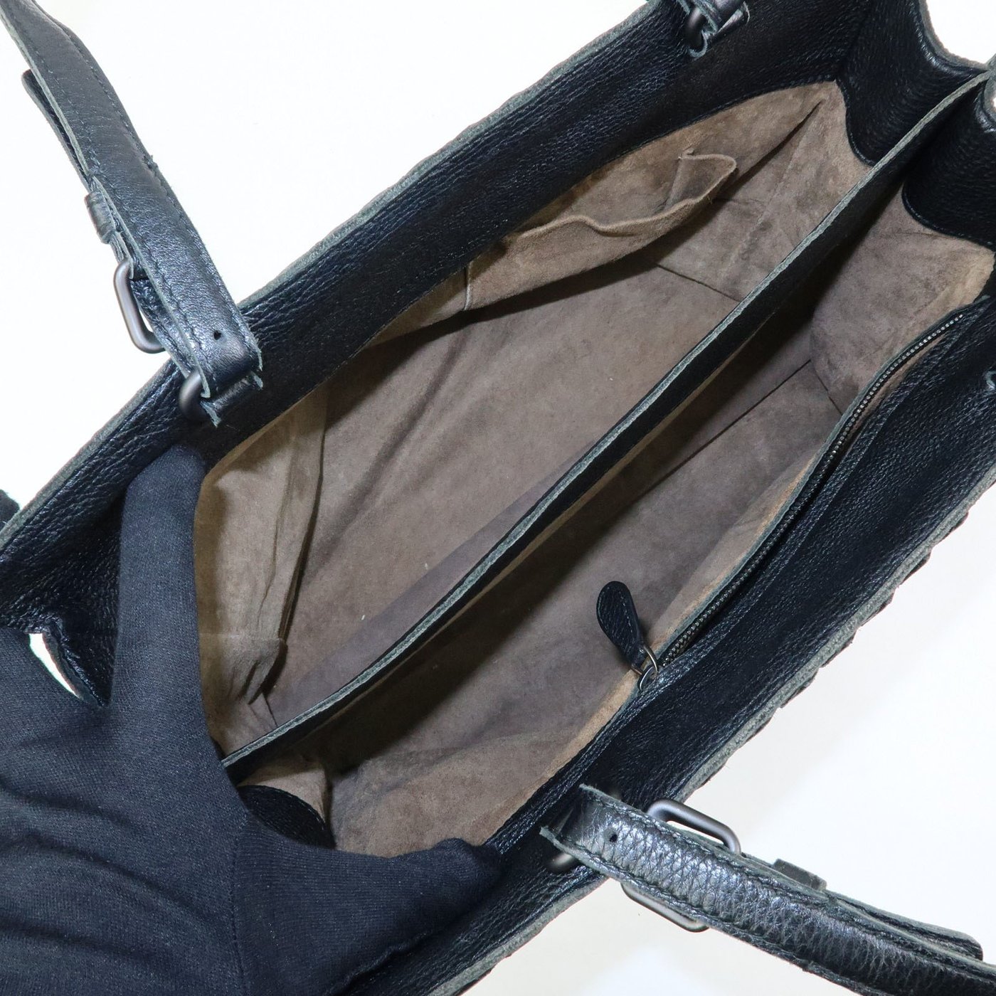 Bottega Veneta A-Shape Leather with Intrecciato Detail Large