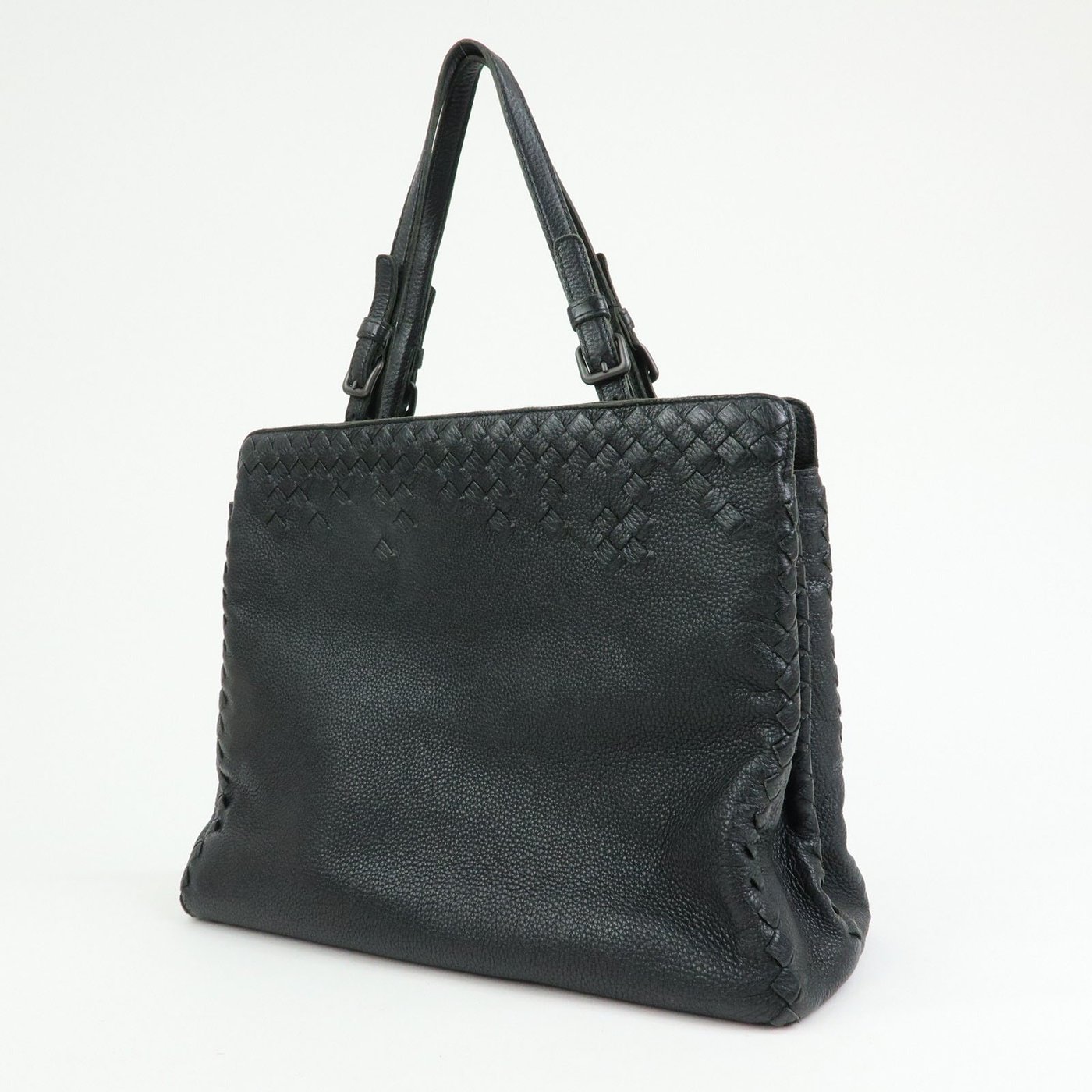 Bottega Veneta A-Shape Leather with Intrecciato Detail Large