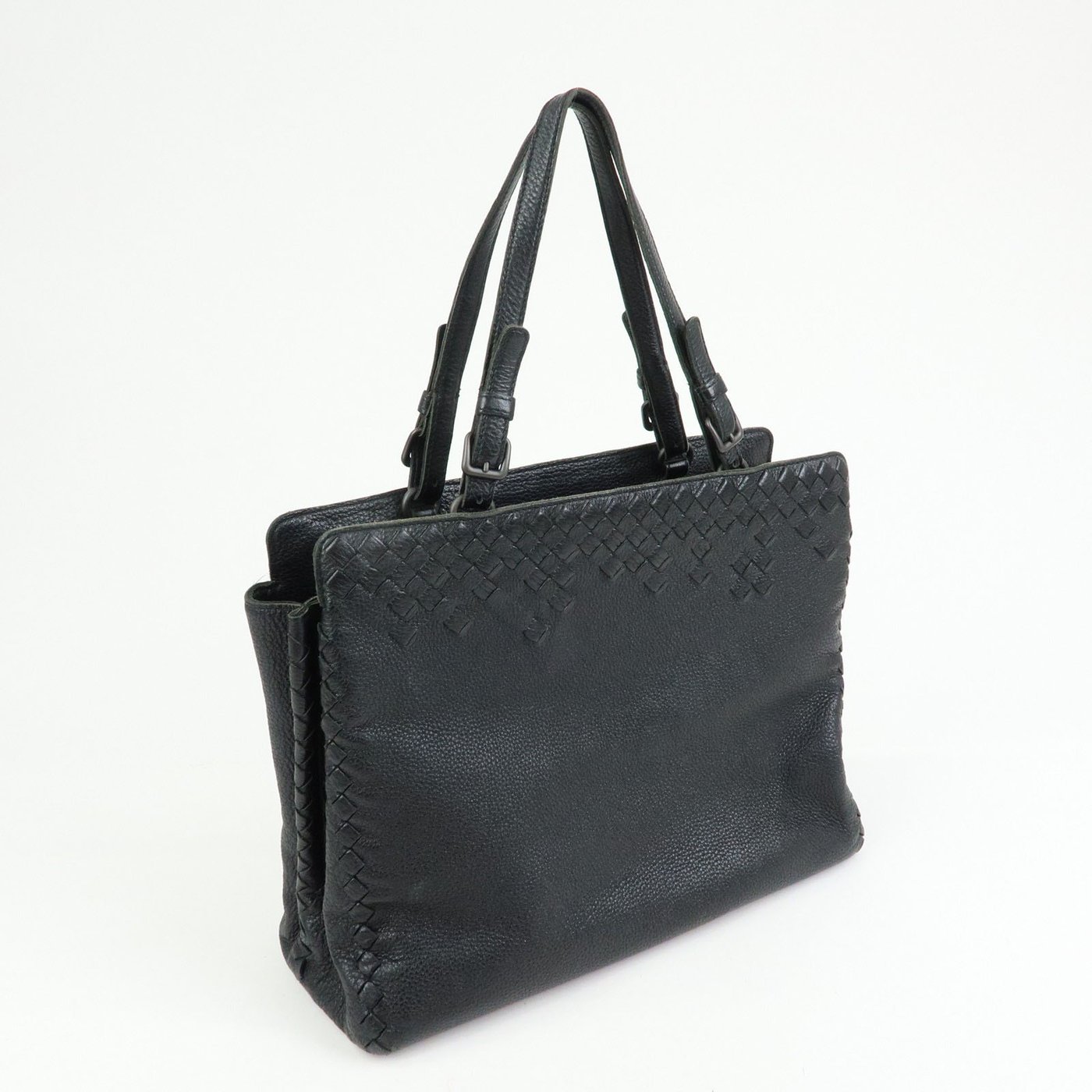 Bottega Veneta A-Shape Leather with Intrecciato Detail Large