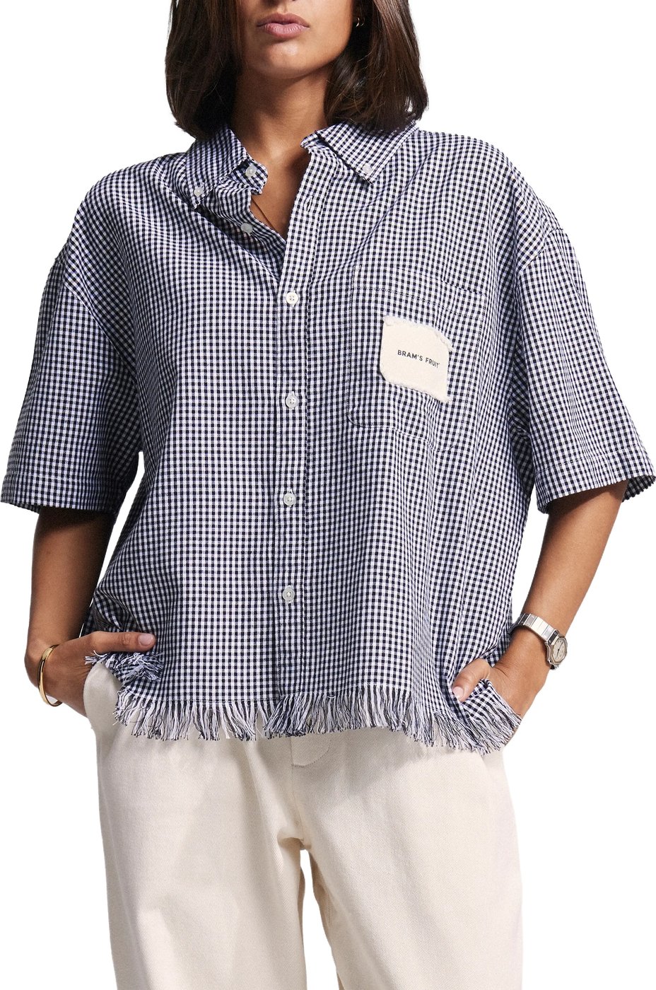 Distressed Farmer’s Shirt Shortsleeve - Black