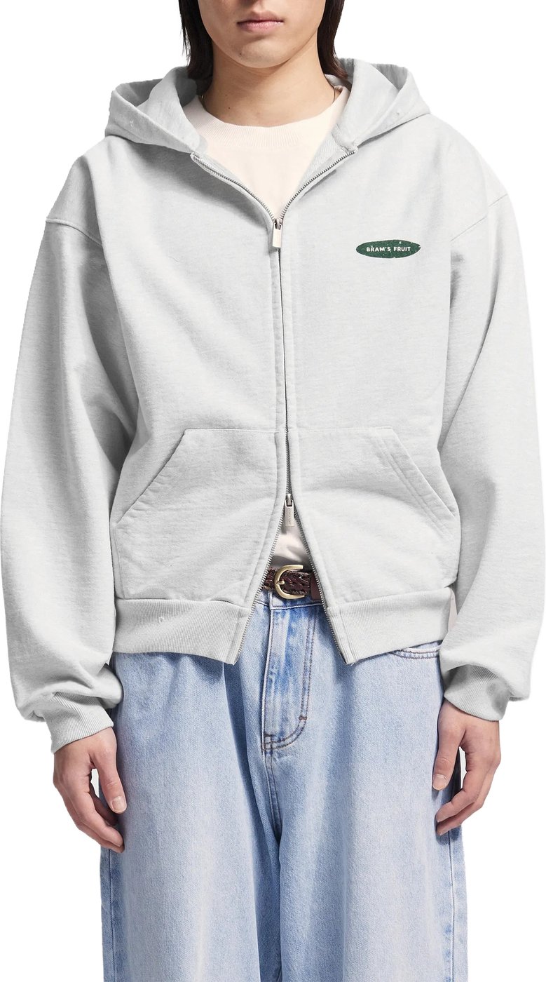 Distressed “F*ck Off I’m Gardening” Zipper Hoodie - Natural Melange
