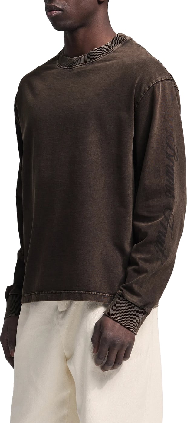 Distressed Script Logo Longsleeve - Washed Brown