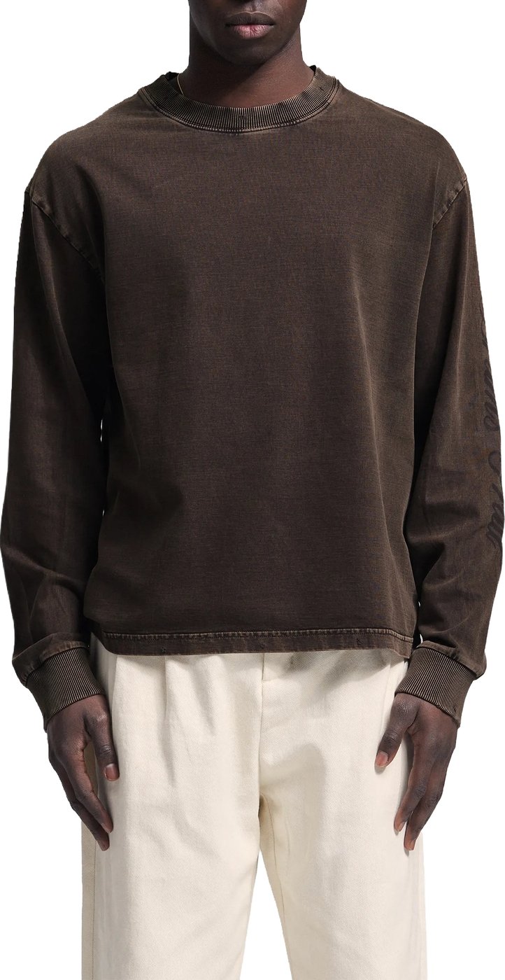 Distressed Script Logo Longsleeve - Washed Brown