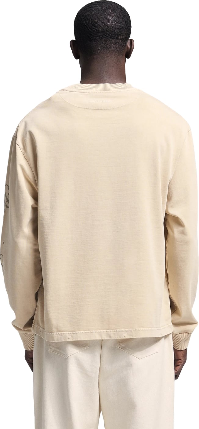 Distressed Script Logo Longsleeve - Washed Clay