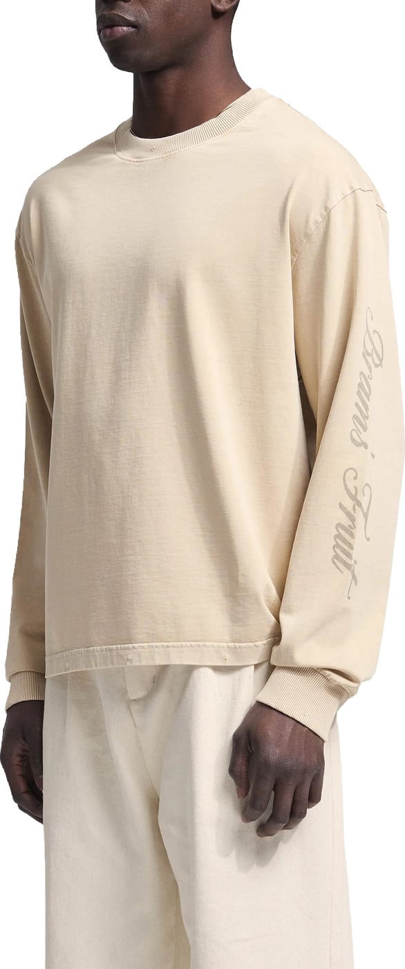 Distressed Script Logo Longsleeve - Washed Clay