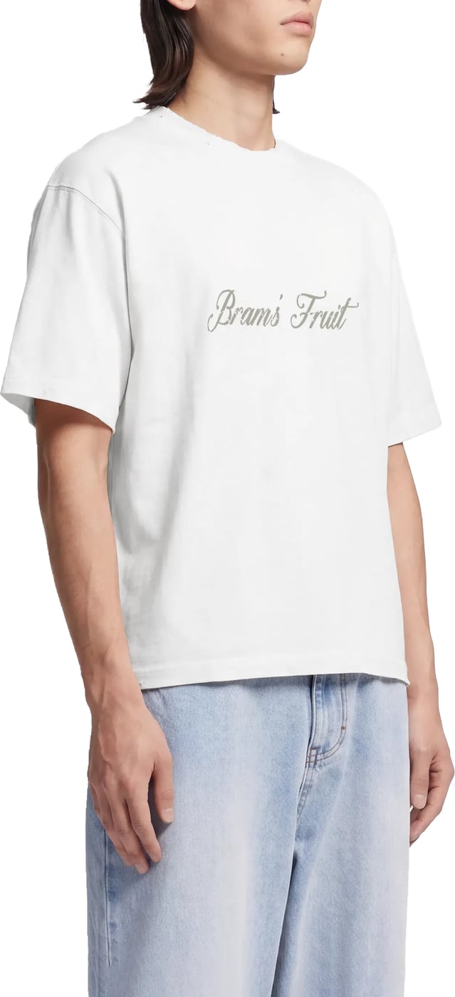 Distressed Script Logo T-shirt - Off-White