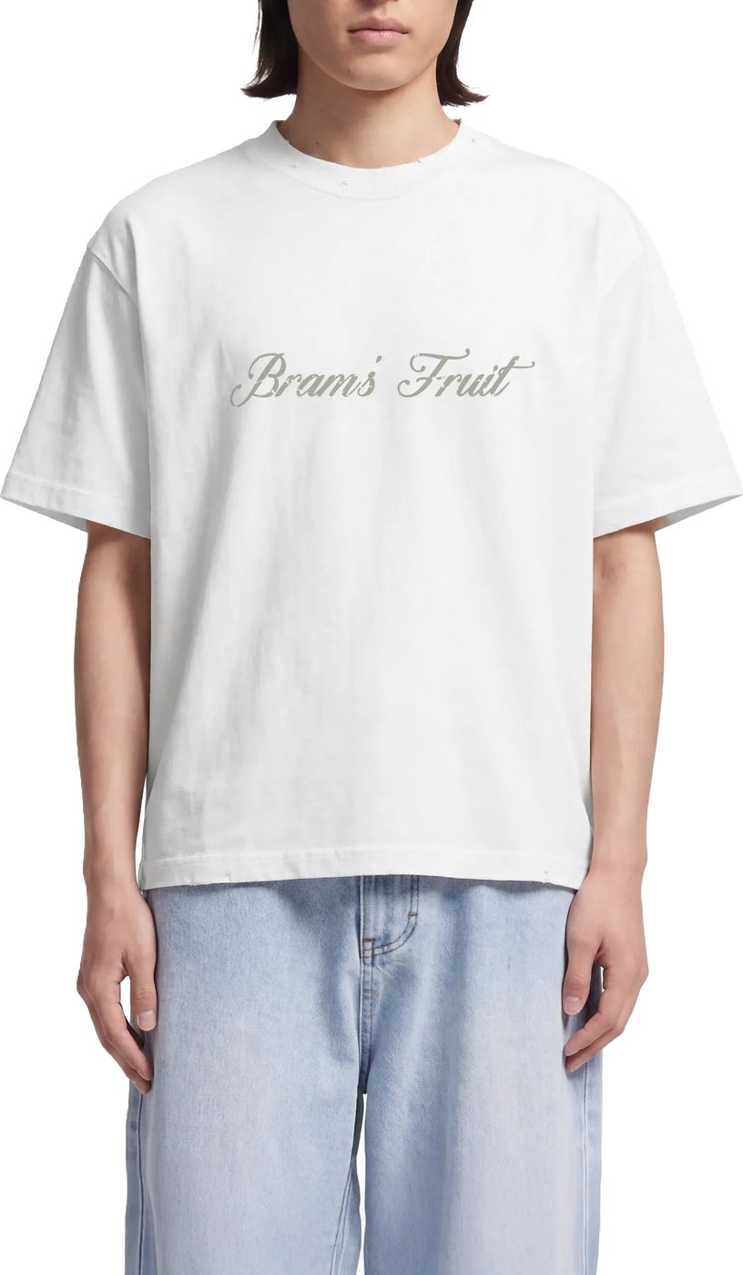 Distressed Script Logo T-shirt - Off-White
