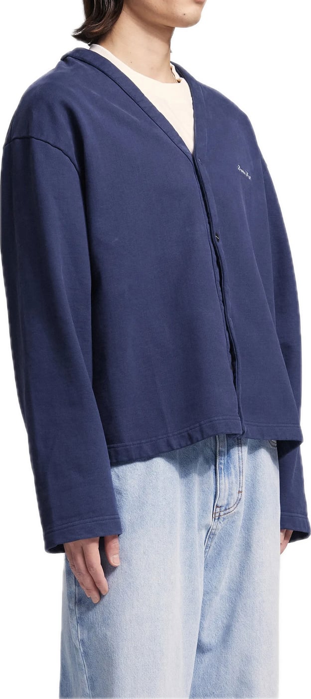 script logo cardigan sweat blue