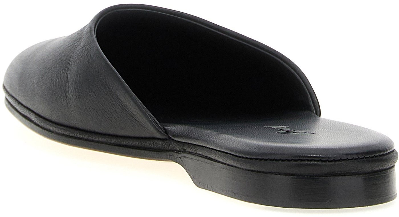 Brioni Black Calfskin Mules