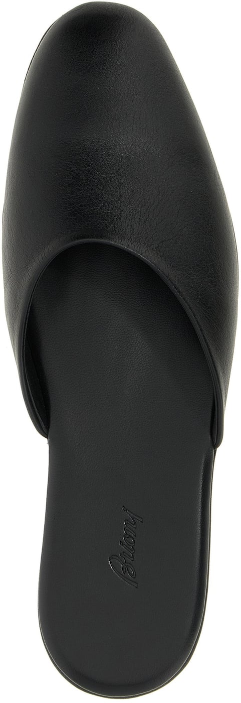 Brioni Black Calfskin Mules