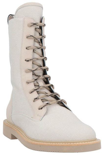 Brunello Cucinelli Beige Cotton Lace-Up Boots