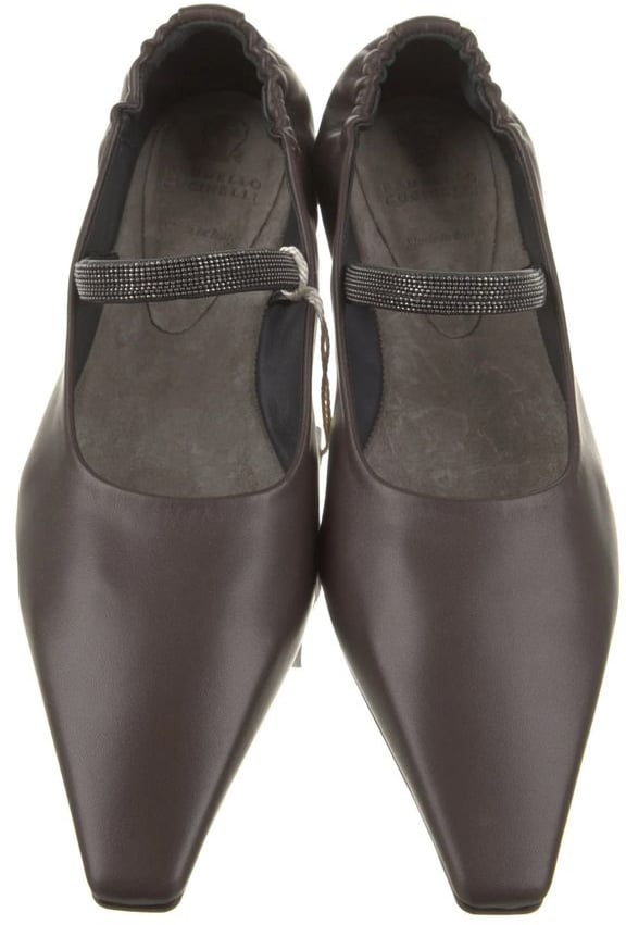 Brunello Cucinelli Brown Leather Ballet Flats