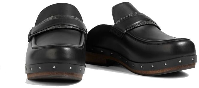 Brunello Cucinelli Black Leather Mules