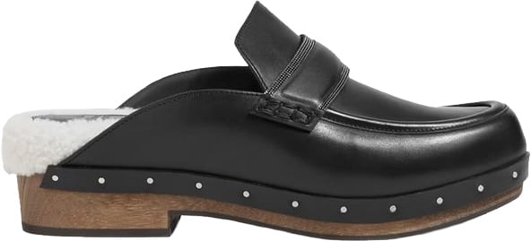 Brunello Cucinelli Black Leather Mules