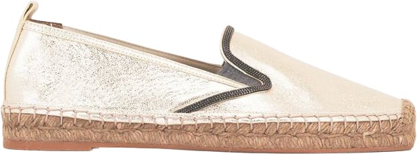 Brunello Cucinelli Gold Leather Espadrilles