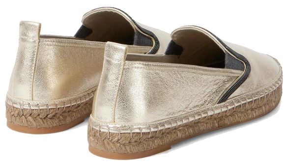 Brunello Cucinelli Gold Leather Espadrilles