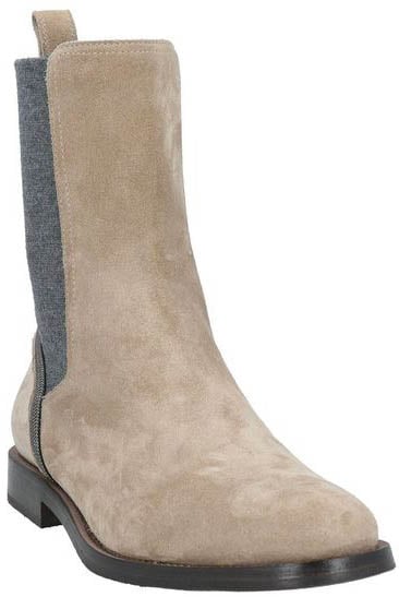 Brunello Cucinelli Beige Leather Chelsea Boots