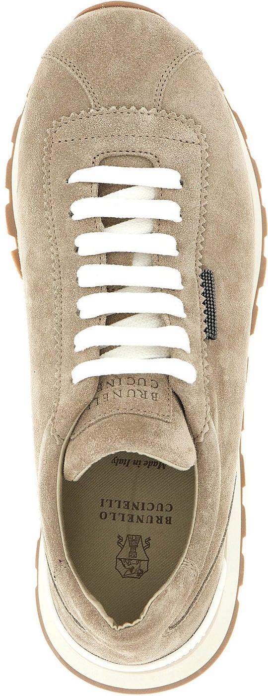 Brunello Cucinelli Beige Calfskin Athletic Sneakers