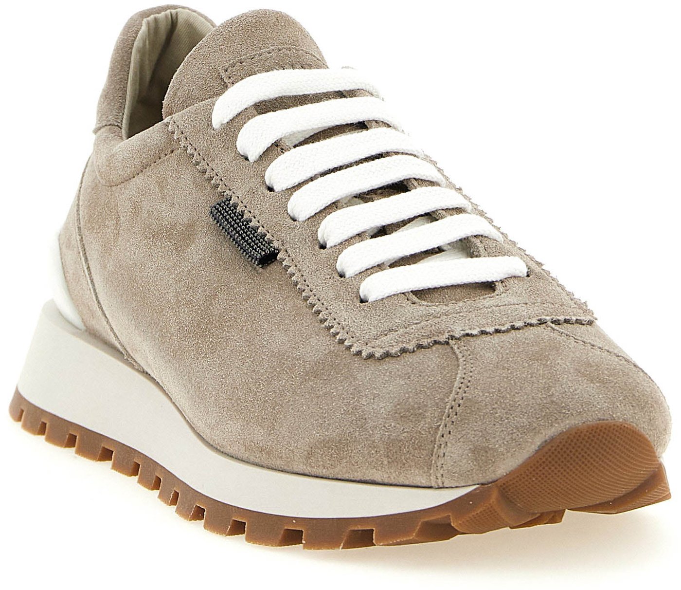 Brunello Cucinelli Beige Calfskin Athletic Sneakers
