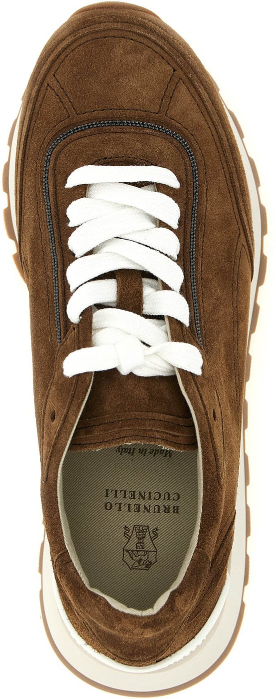 Brunello Cucinelli Brown Calfskin Low Top Sneakers