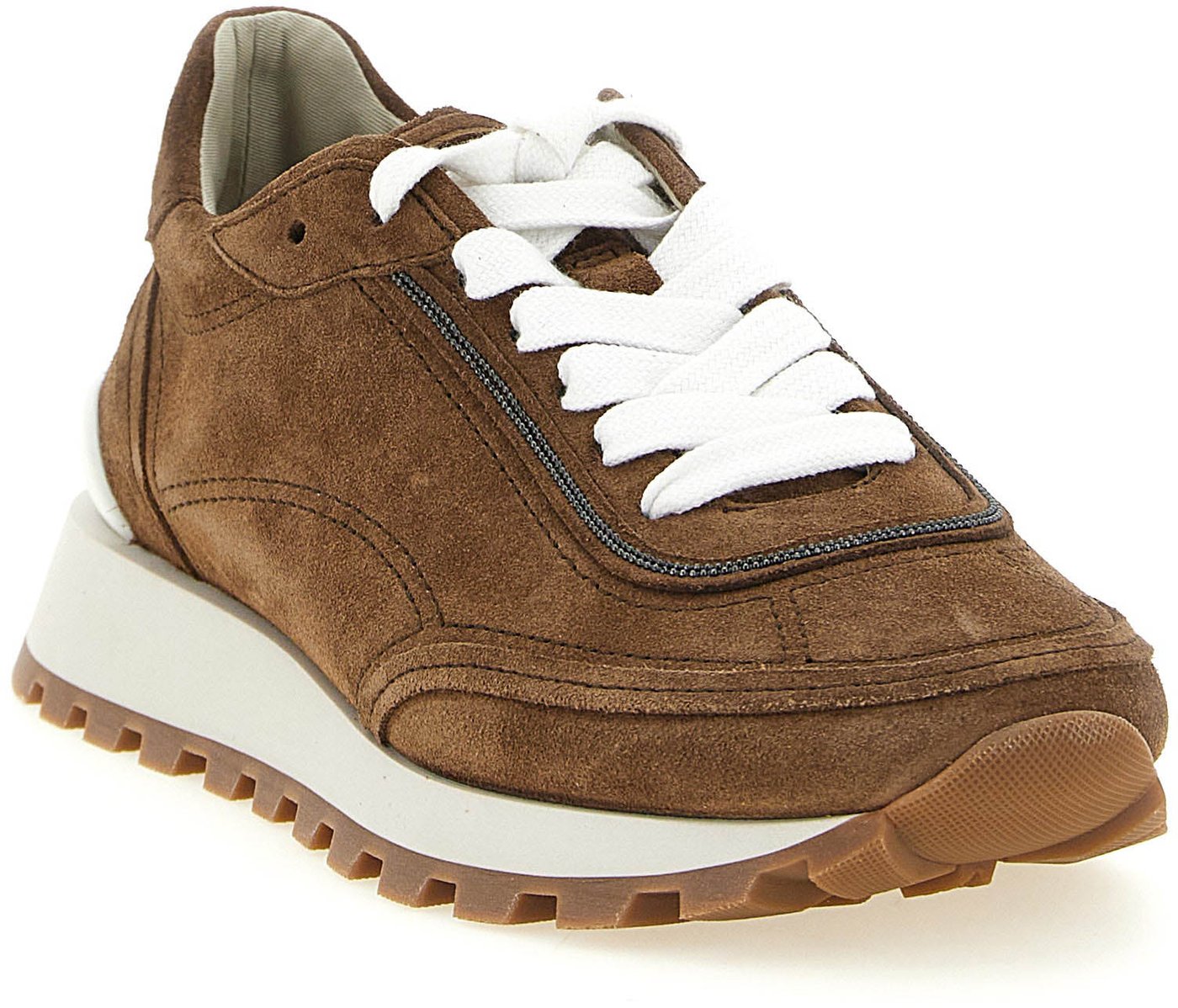 Brunello Cucinelli Brown Calfskin Low Top Sneakers