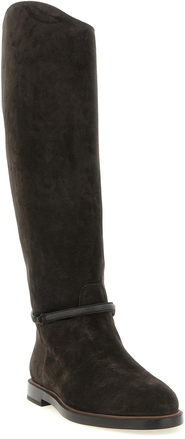 Brunello Cucinelli Black Calfskin Over The Knee