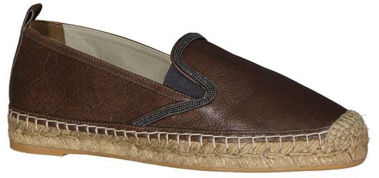 Brunello Cucinelli Brown Leather Espadrilles