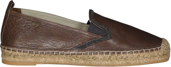 Brunello Cucinelli Brown Leather Espadrilles